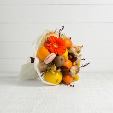 Букет из фруктов и цветов "Закат"