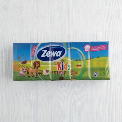 Бумажные платочки "Kids" трехслойные Deluxe, Zewa, 10шт.