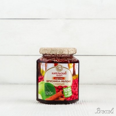 Варенье из брусники и яблока с корицей Карельский продукт, 320г