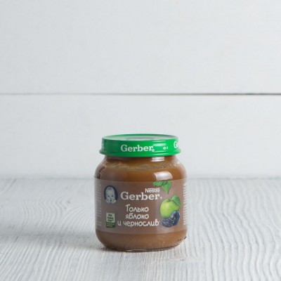 Пюре Gerber "Только яблоко и чернослив" с 5 мес., 130г