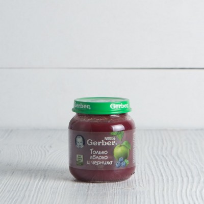 Пюре Gerber "Только яблоко и черника" с 5 мес., 130г