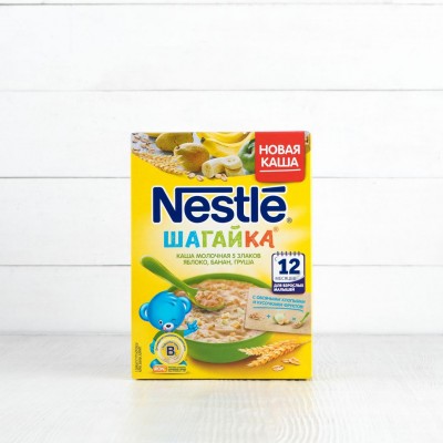 Каша "Шагайка" 5 злаков, яблоко, банан, груша (с 12мес.), Nestle, 200г
