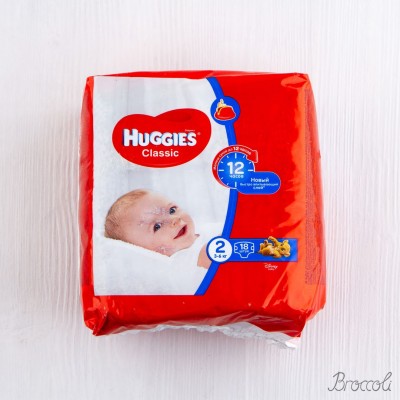 Подгузники Huggies дышащие "Classic Soft&Dry" размер 2 (3-6кг), 18шт.