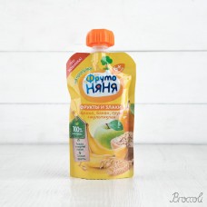 Пюре из яблок с бананом, грушей и злаками с 6 мес (пауч), ФрутоНяня, 130г