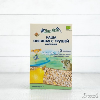Каша молочная овсяная с грушей Organic с 5 мес. Fleur Alpine, 200г