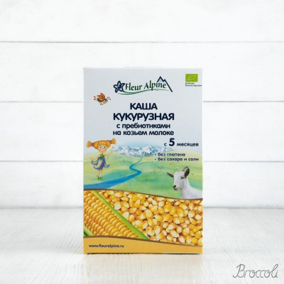Каша на козьем молоке кукурузная с пребиотиками Organic с 5 мес. Fleur Alpine, 200г
