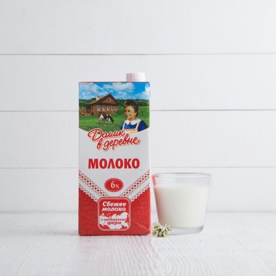 Молоко 6% Домик в деревне, 0,95л
