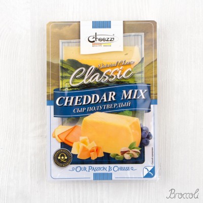 Сыр полутвердый Cheddar Mix, 50%, нарезка, Cheezzi, 150г