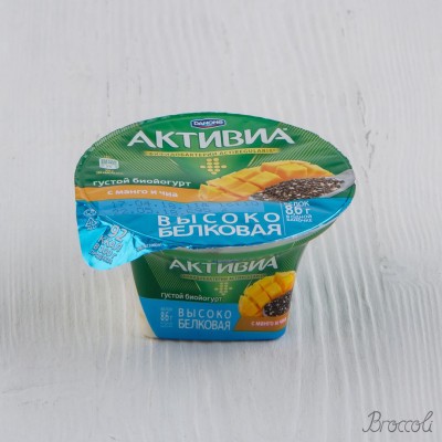 Биойогурт натуральный сепарированный высокобелковый Активиа с манго и чиа, Danone, 2,5%, 130г