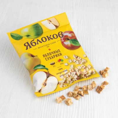 Сухарики яблочные натуральные, Яблоков, 25г