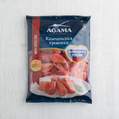 Креветки камчатские №5 неразделанные, варено-мороженые, Agama, 800г