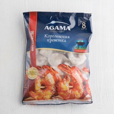 Креветки королевские №8, свежемороженые, размер 8, 850г, Agama