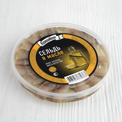 Сельдь филе-кусочки в масле, Капитан, 180г