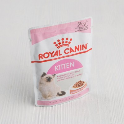 Корм Royal Canin Kitten Instinctive для котят от 4 до 12 мес, кусочки в мясном соусе, 85г