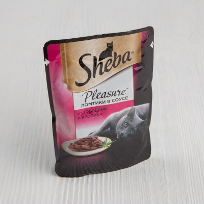 Корм Sheba Pleasure для кошек, из говядины и кролика, 85г