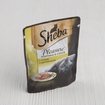Корм Sheba Pleasure для кошек, с уткой и цыпленком, 85г
