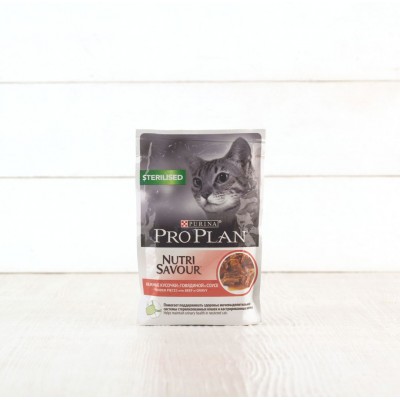 Корм Proplan Nutri Savour для стерилизованных кошек, с говядиной, 85г