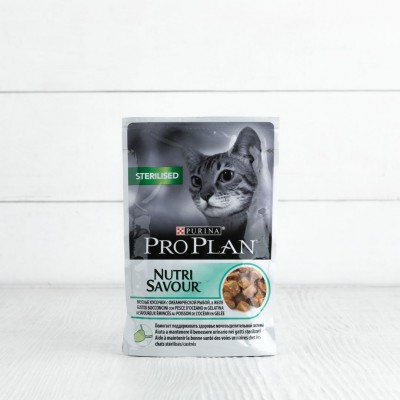 Корм Proplan Nutri Savour для стерилизованных кошек, с океанической рыбой в желе, 85г