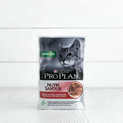 Корм Proplan Nutri Savour для стерилизованных кошек, с уткой, 85г