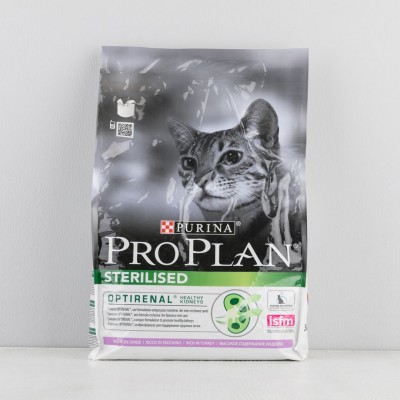 Корм сухой Proplan для стерилизованных кошек и кастрированных котов, с индейкой, 3кг